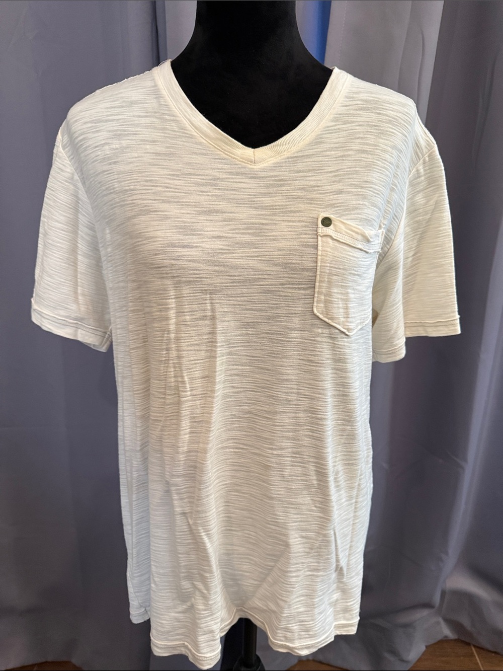 Free Planet Men's Cream V-Neck Pocket Tee